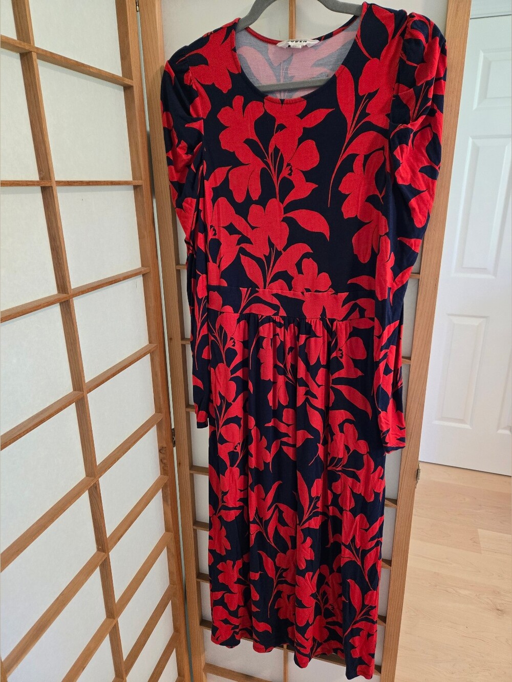 Boden Blouson Puff Sleeve Midi Dress 8L